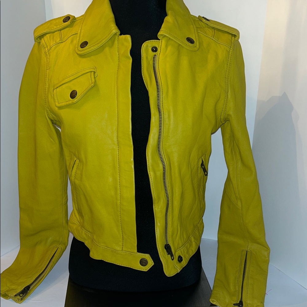 Current/Elliott Vibrant Yellow Leather Jacket